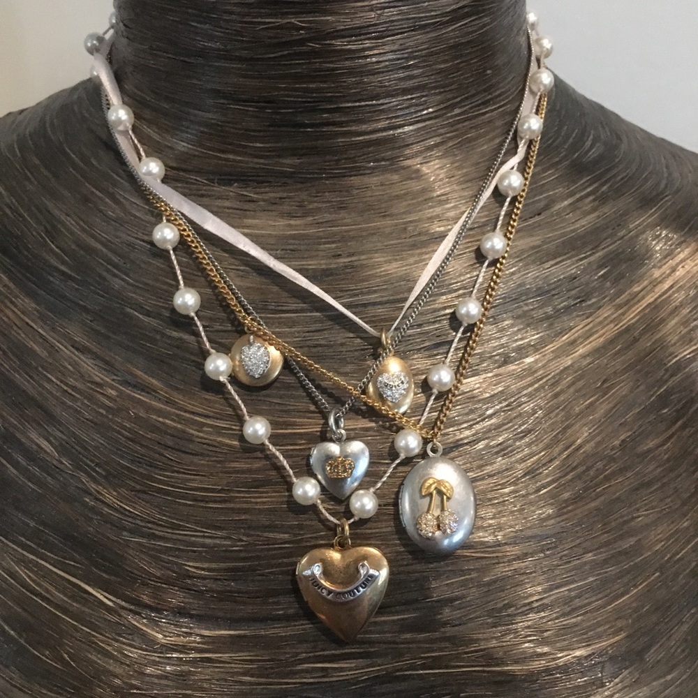 Juicy couture 4 layered necklace with five charms
